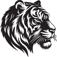 Vector tiger head, face for retro logos, emblems, badges, labels template and t-shirt vintage design element. Isolated on white background