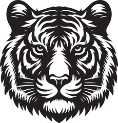 Vector tiger head, face for retro logos, emblems, badges, labels template and t-shirt vintage design element. Isolated on white background