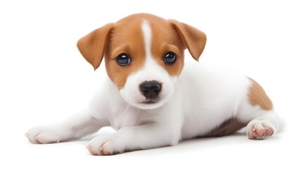 Adorable Jack Russell Terrier Puppy, White and Brown Fur, Cute Dog, Pet Animal
