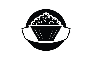 Popcorn Kernels Bowl Logo Design Snack Icon, Food Branding Vector

