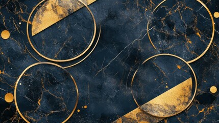 Naklejka premium Luxury wedding invitation cards with gold marble texture background and geometric shapes pattern illustration , no logos, no brands