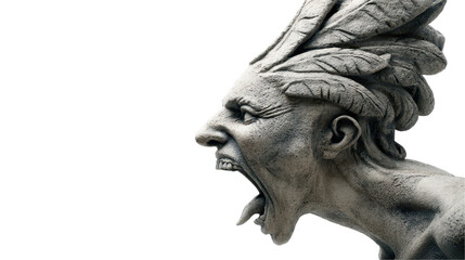 A dynamic sculpture depicting raw emotion. transparent background