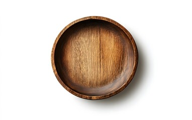 Empty Round Wooden Bowl Top View Rustic Brown Wood Dish