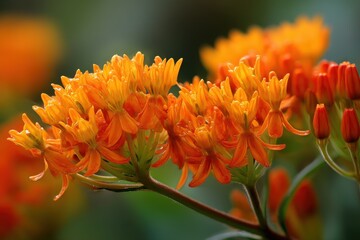 Vibrant Asclepias Tuberosa: A Mesmerizing Wildflower Attracting Butterflies with Its Bright Orange Blooms