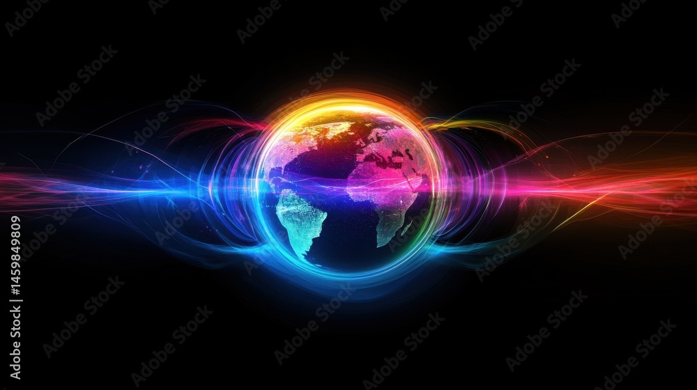 Aufkleber abstract technology concept global network connection futuristic earth globe virtual hologram commun