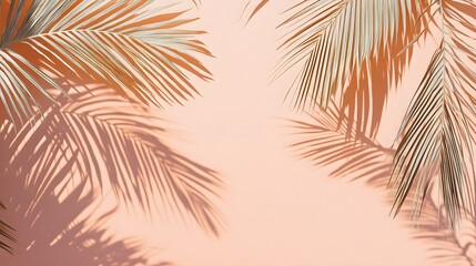 Obraz premium Tropical foliage shadows on a peachy background.