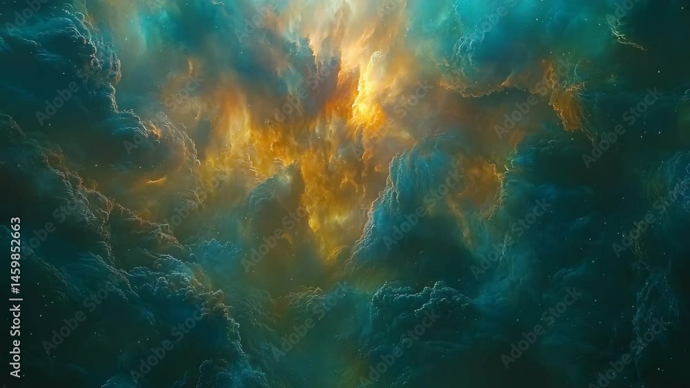 Poster stunning cosmic nebula with vibrant colors and intricate patterns illuminating the universe beyond