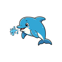 Cute Whale Swimming Cartoon Vector Icon Illustration Animal Nature Icon Isolated Flat Vector