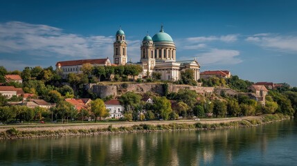 Fototapeta premium Stunning View of Esztergom Basilica: A Historical Landmark in a Picturesque European Town