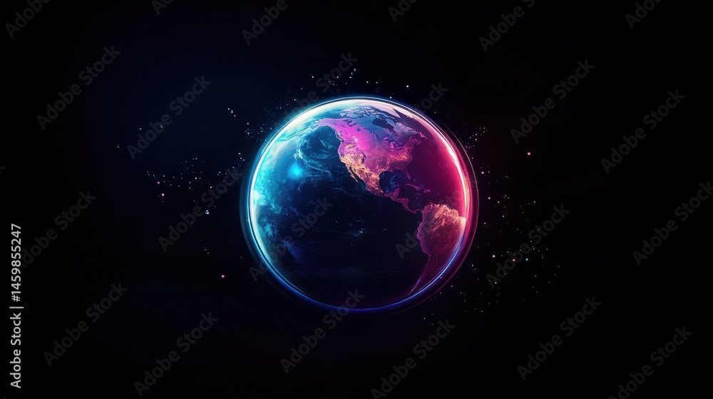Aufkleber abstract technology concept global network connection futuristic earth globe virtual hologram commun