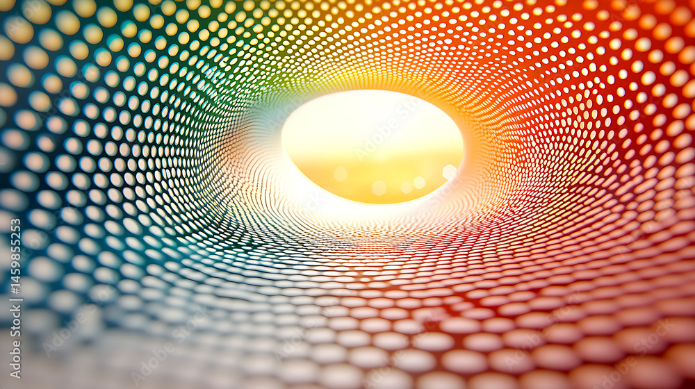 Fototapete Abstract Digital Mesh Wave Simulation with Light and Color