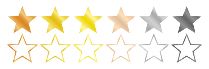 Obraz premium Metallic gradient stars icons for rating