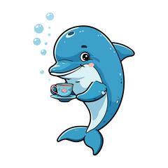 Cute Whale Swimming Cartoon Vector Icon Illustration Animal Nature Icon Isolated Flat Vector