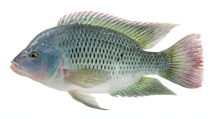 Fototapeta premium Nile Tilapia: Freshwater Fish Displayed Isolated on a Clean White Background for Culinary Inspiration