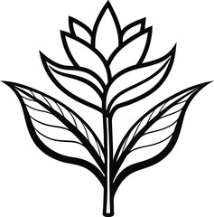 heliconia flower outline icon black and white