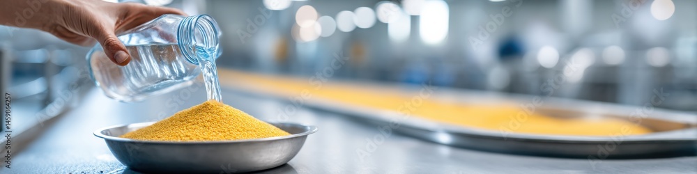 Poster dynamic view of ingredient processing in a bright factory environment