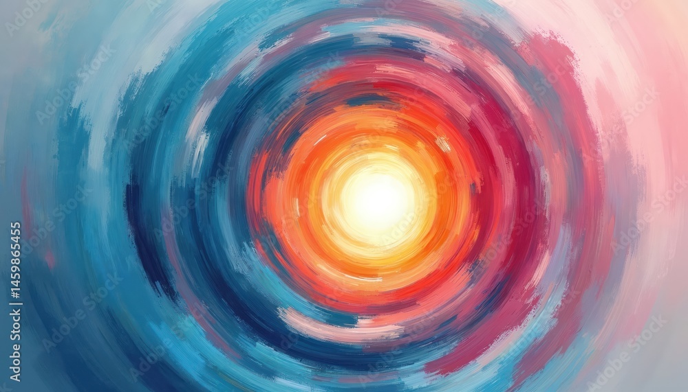 Poster abstract art colorful swirl illustration. spiral circle pattern of bright vibrant color brush stroke