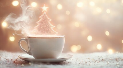 Fototapeta premium Festive Christmas cup of hot drink