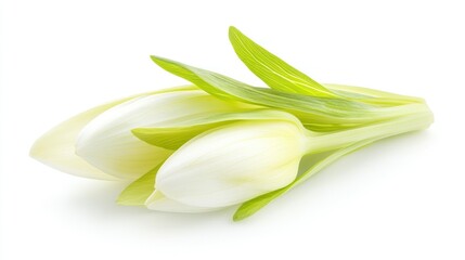 Fresh Bok Choy, Close-up Studio Shot of White and Green Vegetable, Isolated on White Background
