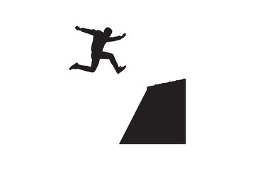 Silhouette of Person Jumping Across Gap - Challenge and Victory Jump