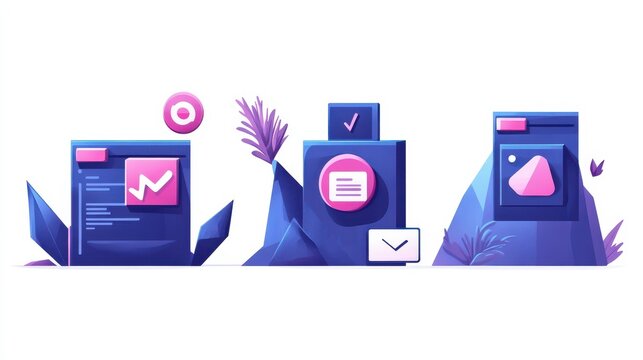 Web development abstract concept vector illustration set. Microsite interface, cross-browser compatibility, 404 error, programming, company page, page not found, website user abstract metaphor. illus