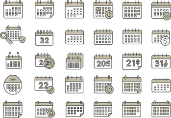 Minimalist Calendar Icons Collection for Scheduling and Planning