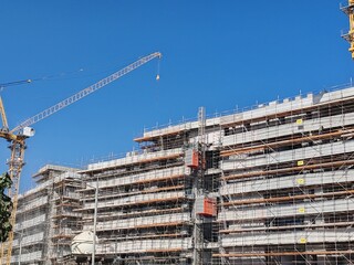 Under construction residential building with Concreate Block structure and Fixed Tower...