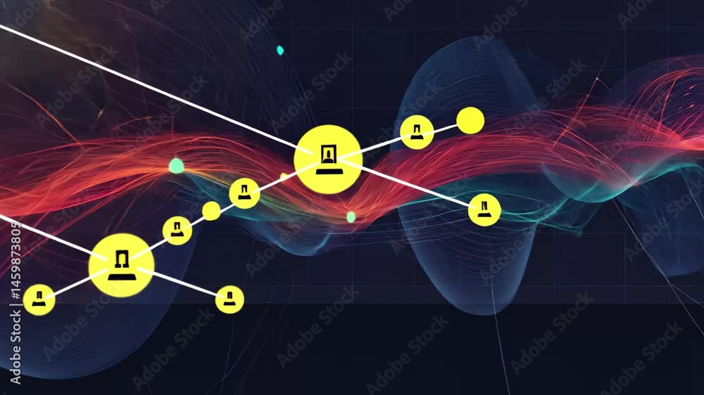 Poster exploring abstract data mining visualizations with vibrant colors and intricate patterns, abstract d