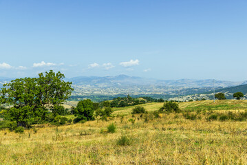 summer countryside landscape inside val d'agri, basilicata