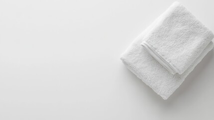 A mockup of a fluffy towel neatly folded on a pristine white background, perfect for spa or hotel promotions