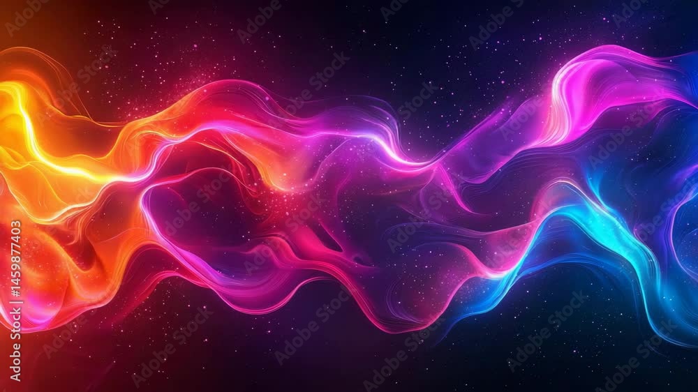 Poster colorful smoke swirls on a black background creating an ethereal and abstract visual experience
