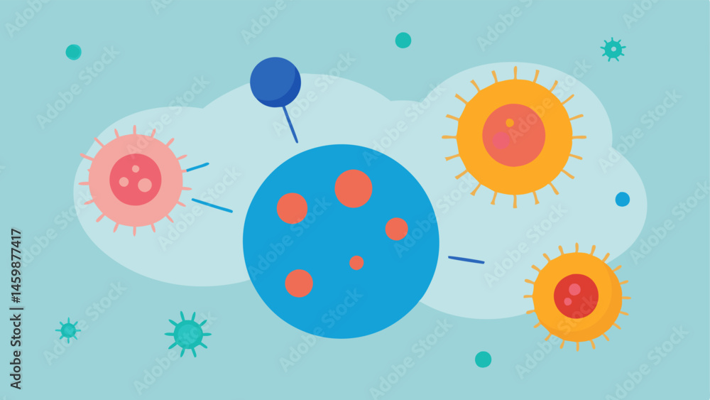 Poster immune response modulation an image of exosomes interacting with immune cells like macrophages depic