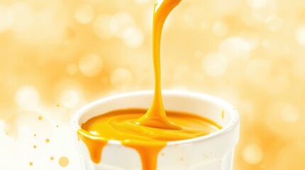 Watercolor Painting Pouring Vibrant Yellow