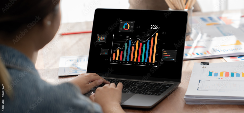 Aufkleber business data dashboard provide business intelligence analytic for marketing strategy planning brisk