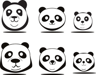 Panda old  young baby  Face  Illustration