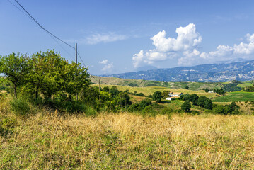 summer countryside landscape inside val d'agri, basilicata