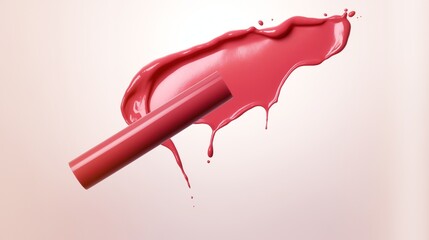 Matte Liquid Lipstick Applicator Streaking a Perfect Swatch on White a?" A liquid lipstick brush creating a smooth, precise streak of velvety color on the background.