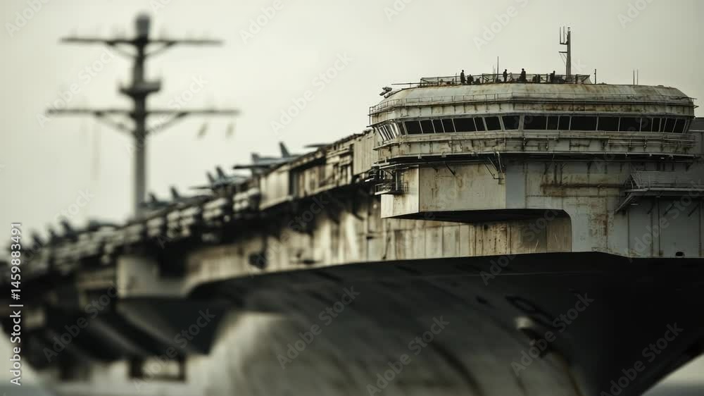 Poster a large ship anchored in calm waters, perfect for use in travel or transportation-related contexts