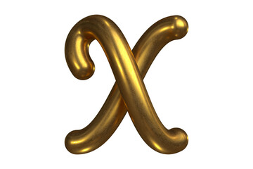 Creative expression of letter X in luxurious golden 3D style with modern balloon-inspired aesthetics. High quality 3D rendering.