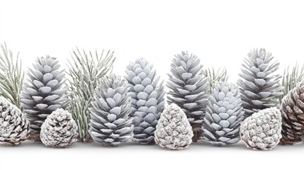 Snowy Pinecone and Branch Row