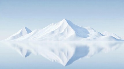 Serene snow-capped mountain reflected in calm water.