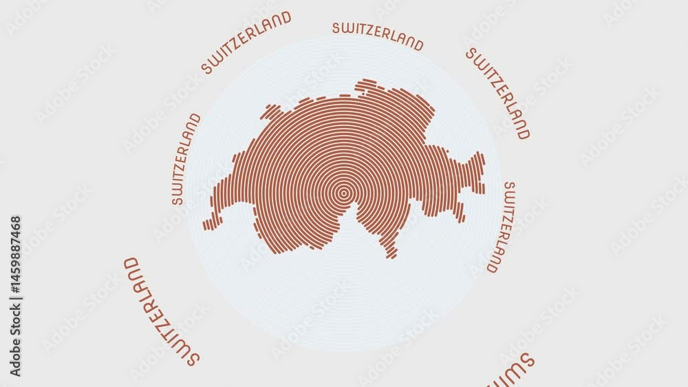 Poster switzerland shape with dynamic circles visual effect. animation of switzerland logo appearing from r
