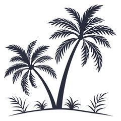 Palm Tree Silhouette Vector Tropical Beach Clipart Design for Summer Décor, Travel Logos, Nature Art, and Island Themes