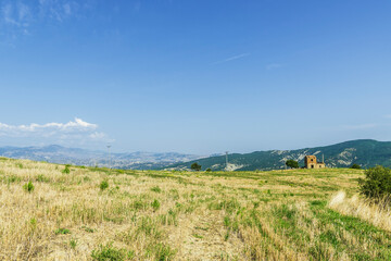 summer countryside landscape inside val d'agri, basilicata