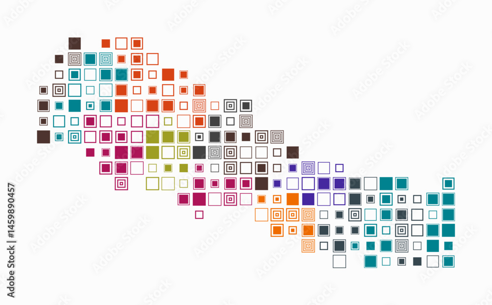 Poster nepal, shape of the country build of colored cells. digital style map of the nepal on white backgrou