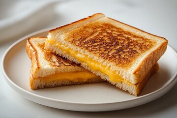 Crispy grilled cheese served with fresh greens high resolution photo