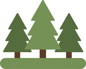 Stylized evergreen trees in shades of green on a simple background  