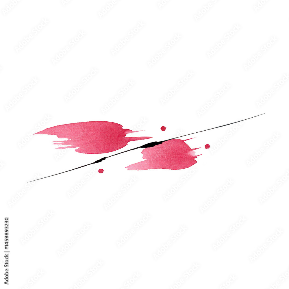 Poster vibrant pink watercolor splash with artistic brush strokes and splatters creates dynamic and express