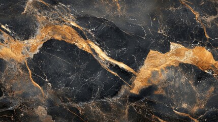 Naklejka premium Detailed black and gold marble stone texture.