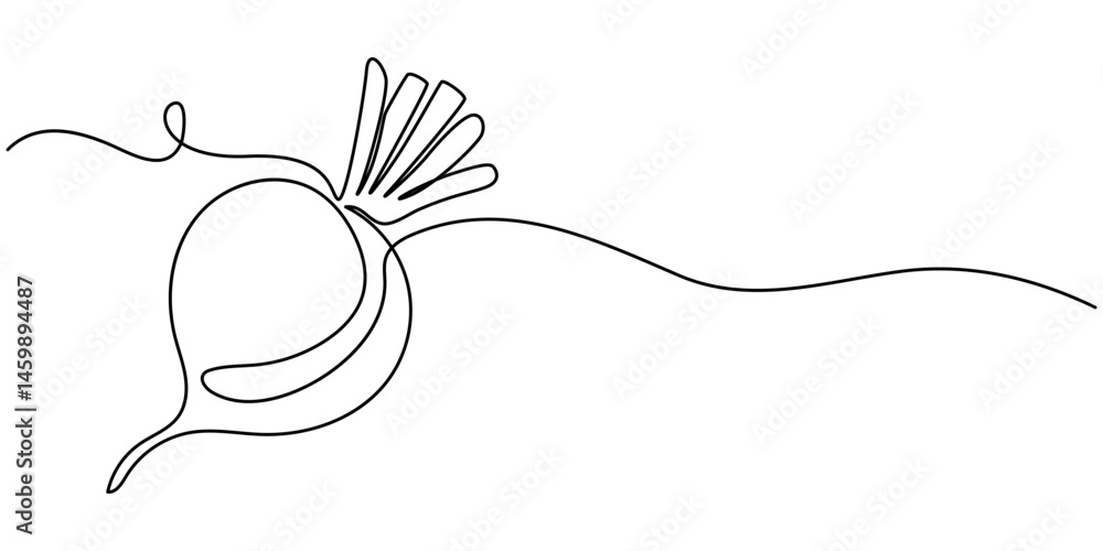 Poster continuous one line drawing of beetroot vegetable. beetroot single line art vector illustration. edi